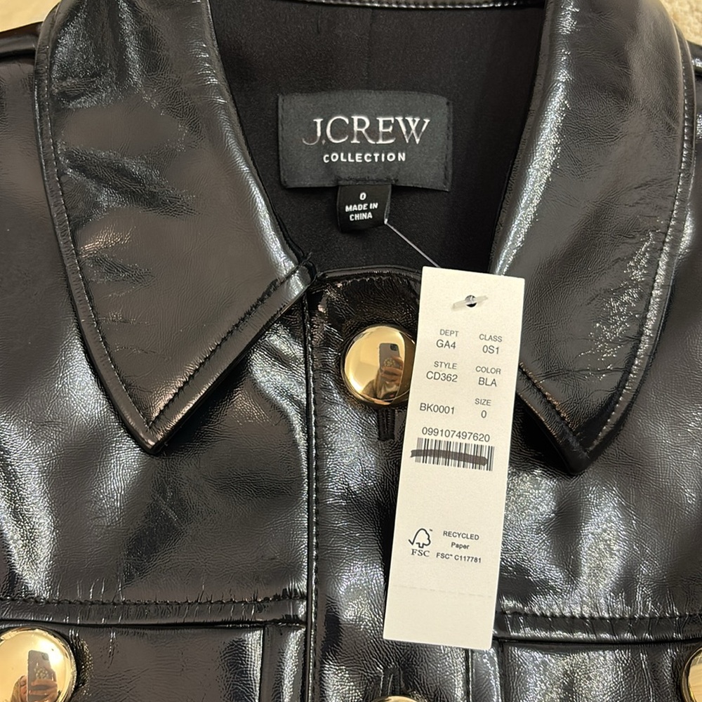 J. Crew Collection gamine shirtdress in faux patent leather sheath shift dress - Picture 5 of 7